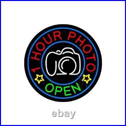 1 Hour Photo Open Camera LED Neon Sign Light Customize Store Decoration 18x18
