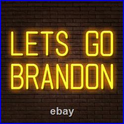 19.7 x 11.8 Inches LETS GO BRANDON Yellow LED Neon Sign Décor for Bar / Store