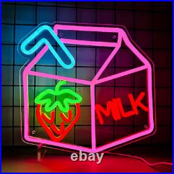 20 Strawberry Milk Flex LED Neon Sign Light Lamp Party Gift Store Poster Décor
