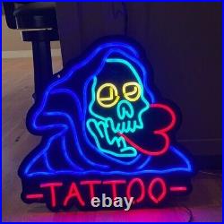 20x19 Tattoo Skull Heart Flex LED Neon Sign Light Lamp Shop Store Window Décor