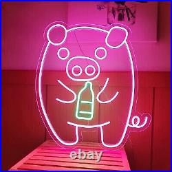 22x22 Beer Wine Soju Pig Flex LED Neon Sign Light Party Gift Store Bar Décor