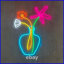 24x18 Flower Plant Vase Flex LED Neon Sign Light Lamp Party Gift Store Décor