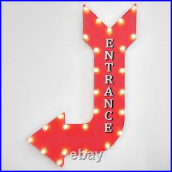 36 ENTRANCE Curved Arrow Sign Light Up Metal Marquee Vintage Resort Store Shop