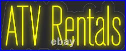 ATV Rentals Yellow 24x10 inches Neon LED Sign Decor Wall Lights Brighten Store