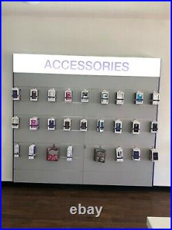 Accessories wall display case Retail Grid Fixture Led Sign phone store Metro