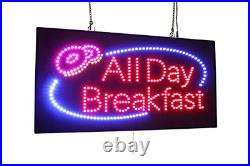 All Day Breakfast Sign, TOPKING Signage, LED Neon Open, Store, Window, Shop