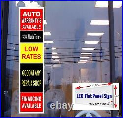 Auto Warranty's LED Window Sign 48x12 retail store signs auto service