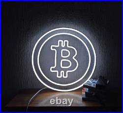 Bitcoin Neon Logo Fun Sign LED Light Crypto Window Wall Hanging Office Store Bar