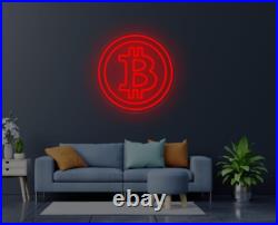 Bitcoin Neon Logo Fun Sign LED Light Crypto Window Wall Hanging Office Store Bar