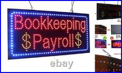 Bookkeeping Payroll Sign, Signage, LED Neon Open, Store, Window, Shop