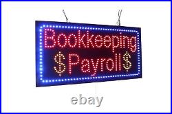 Bookkeeping Payroll Sign, TOPKING Signage, LED Neon Open, Store, Window, Shop