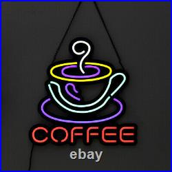 COFFEE LED Neon Sign Light Hanging Store Visual Artwork Lamp Wall Party U