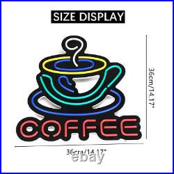COFFEE LED Neon Sign Light Hanging Store Visual Artwork Lamp Wall Party UK US