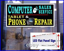 Computers Sales Service Phones Tablet Repair 48x24 LED light box window sign