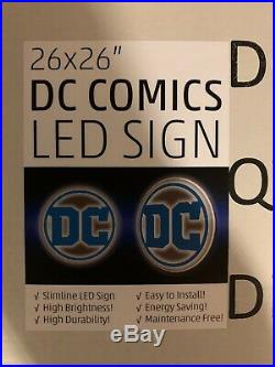 DC Comics Logo LED 26 x 26 Light Up Sign BRAND NEW Works SEE PHOTOS! Store EXC