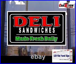 DELI Sandwiches Made Fresh Daily 48x24 LED flat panel business store window sign