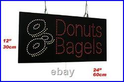 Donuts Bagels Sign, Signage, LED Neon Open, Store, Window, Shop, Business