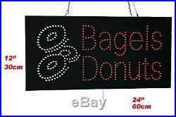 Donuts Bagels Sign, TOPKING Signage, LED Neon Open, Store, Window, Shop, Display