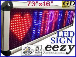 EezyLED Sign 3 Colors 73x16 Programmable Outdoor Indoor Banner Store Remote