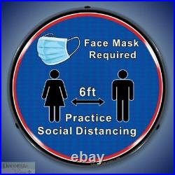 FACE MASK REQUIRED 6ft Social Sign 14 LED Light Store Business USA Warranty
