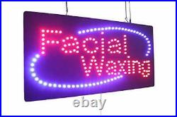 Facial Waxing Sign, Signage, LED Neon Open, Store, Window, Shop, Business