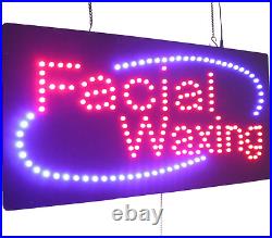 Facial Waxing Sign, Signage, LED Neon Open, Store, Window, Shop, Business, Disp