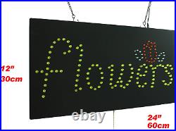 Flowers Sign, Signage, LED Neon Open, Store, Window, Shop, Business, Display, F