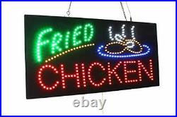 Fried Chicken Sign, Signage, LED Neon Open, Store, Window, Shop