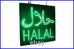 Halal in Arabic and English Sign, Signage, LED Neon Open, Store, Window
