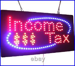 Income Tax Sign, Signage, LED Neon Open, Store, Window, Shop, Business, Display