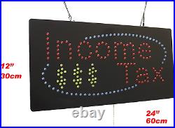 Income Tax Sign, Signage, LED Neon Open, Store, Window, Shop, Business, Display