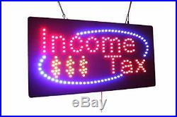 Income Tax Sign TOPKING Signage LED Neon Open Store Window Shop Business Disp