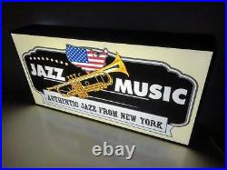 Jazz Music Blue Trumpet Café Bar Record Stores Store Light Led Lightning Sign