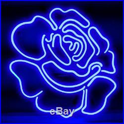 LED Blue Rose Beer Bar Party Store Room Wedding Wall Decor Neon Light Sign 19x15