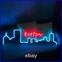 LED Boston City Skyline Neon Sign Dimmable for Beer Bar Pub Store Wall Art Decor