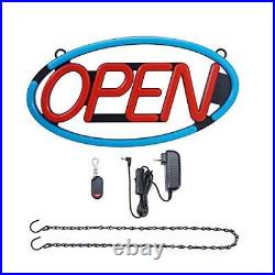 LED Business Neon Open Sign Bright Display Store Sign, 24 x 12 inch (Red/Blue)