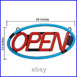 LED Business Neon Open Sign Bright Display Store Sign, 24 x 12 inch (Red/Blue)