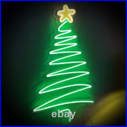 LED Christmas Tree Neon Light Sign Dimmable Coffee Store Windows Hanging Artwork