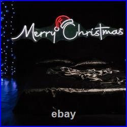 LED Merry Christmas Neon Light Advertising Sign Dimmable Store Art Wall Hanging