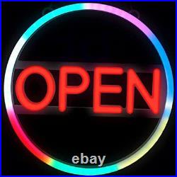 LED Neon Open Sign For Business, 16 Inch Colorful Bright Display Store Red