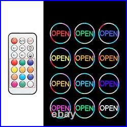 LED Neon Open Sign For Business, 16 Inch Colorful Bright Display Store Sign, Autom