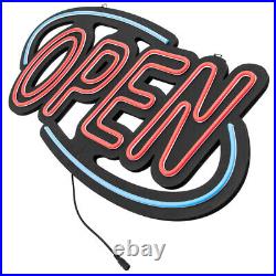 LED Neon electric Red Blue Oval Open Sign Light For Store Business Shop