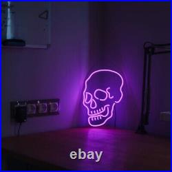 LED Skull Neon Light Sign for Beer Bar Pub Bistro Store Wall Art Decor Dimmable