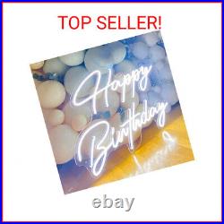 Large Happy Birthday LED Neon Sign, 28 inches Personalized Neon Light Sign for B
