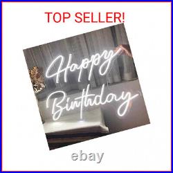 Large Happy Birthday LED Neon Sign, 28 inches Personalized Neon Light Sign for B