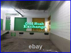 Large Neon Outdoor Sign gold rush exchange pawn shop store front LED cannabis
