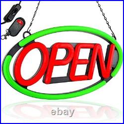 Large Open Sign for Stores Bright LED Open Neon 24 x 12 Oval Red & Green