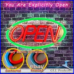 Large Open Sign for Stores Bright LED Open Neon 24 x 12 Oval Red & Green