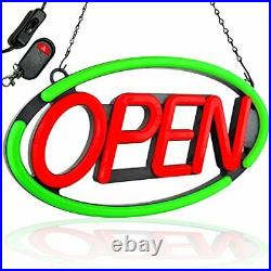 Large Open Sign for Stores Ultra Bright LED Open 24 x 12 Oval Red & Green