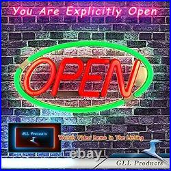 Large Open Sign for Stores Ultra Bright LED Open 24 x 12 Oval Red & Green